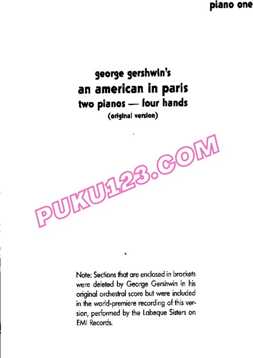 天天钢琴网-免费下载Gershwin - An American in Paris - 2 Pianos