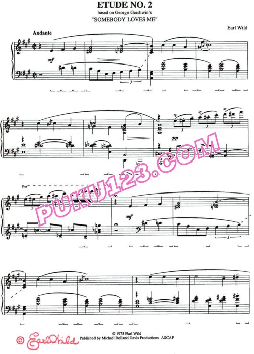 天天钢琴网-免费下载Earl Wild - Gershwin Etude 2.Somebody Loves Me