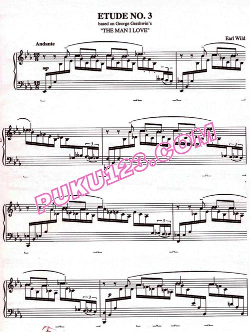 天天钢琴网-免费下载Earl Wild - Gershwin Etude 3.The Man I Love