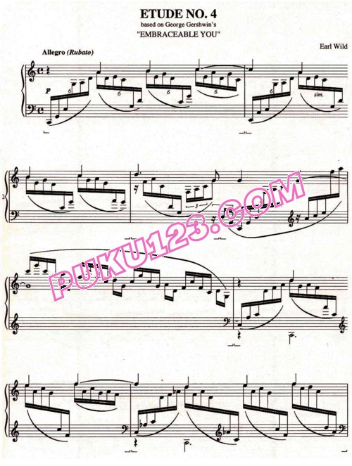 天天钢琴网-免费下载Earl Wild - Gershwin Etude 4.Embraceable You
