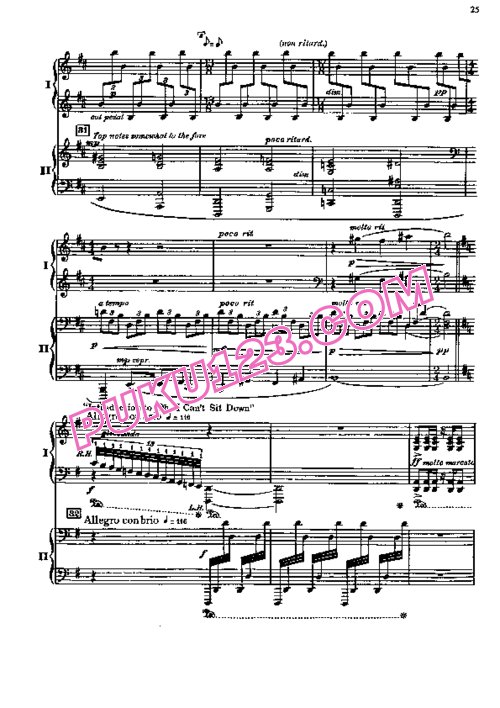 天天钢琴网-免费下载Gershwin - Grainger - Porgy and Bess, Fantasy for 2 Pianos 葛仁杰改编双钢琴版