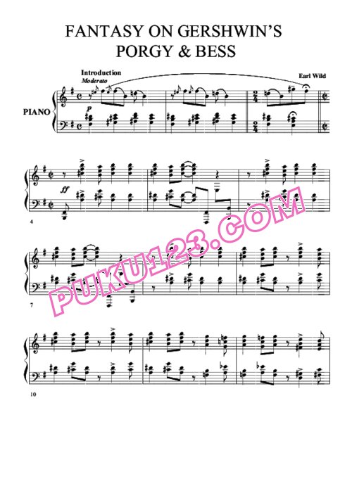 天天钢琴网-免费下载Gershwin - Wild - Fantasy on Porgy and Bess 怀尔德改编钢琴独奏版