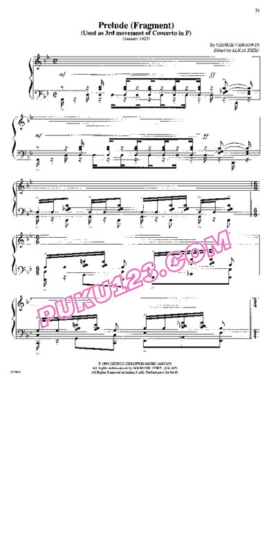 天天钢琴网-免费下载Gershwin - Prelude, Fragment