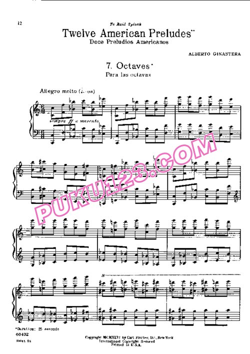 天天钢琴网-免费下载Ginastera - 12 American Preludes Op.12