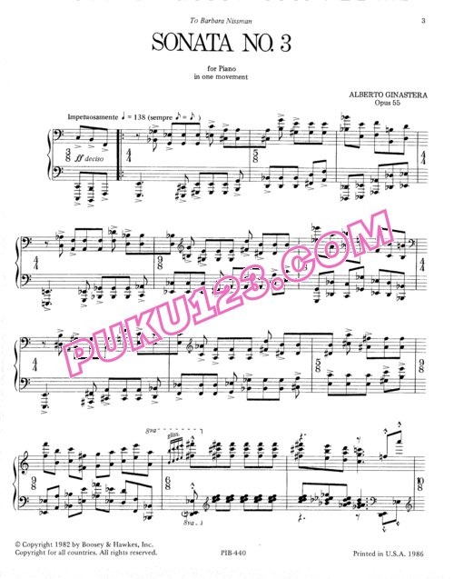 天天钢琴网-免费下载Ginastera - Piano Sonata No.3 Op.55