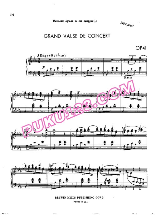 天天钢琴网-免费下载Glazunov - Grand Valse de Concert Op.41