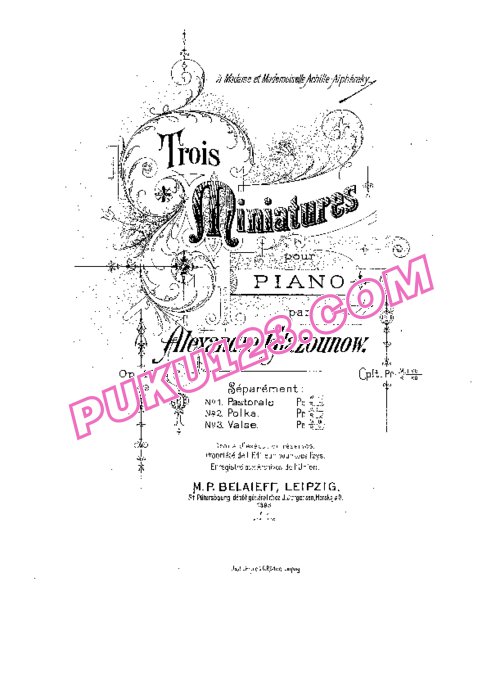 天天钢琴网-免费下载Glazunov - 3 Miniatures Op.42