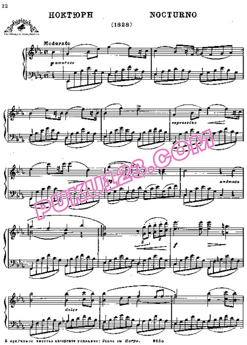 天天钢琴网-免费下载Glinka - Nocturne in E-flat Major