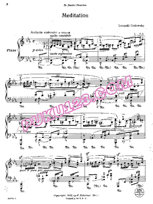 天天钢琴网-免费下载Godowsky.-.Meditation双手演奏版