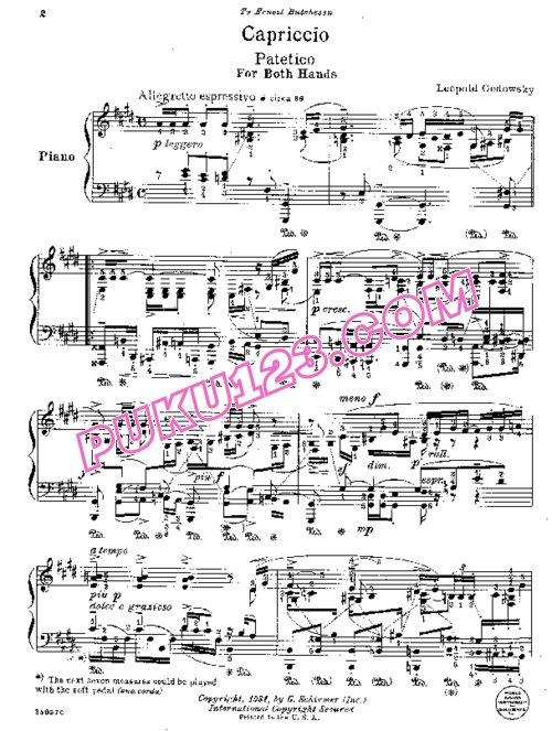 天天钢琴网-免费下载Godowsky - Capriccio, Patetico - 2 Hands 双手演奏版