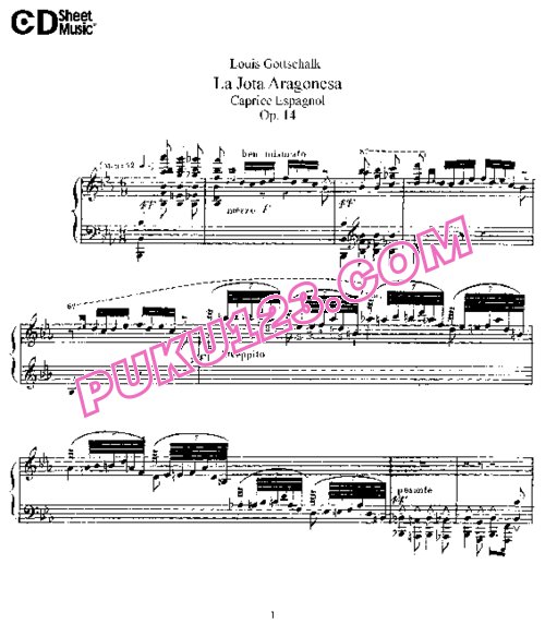 天天钢琴网-免费下载Gottschalk - La Jota Aragonesa Op.14 钢琴独奏版
