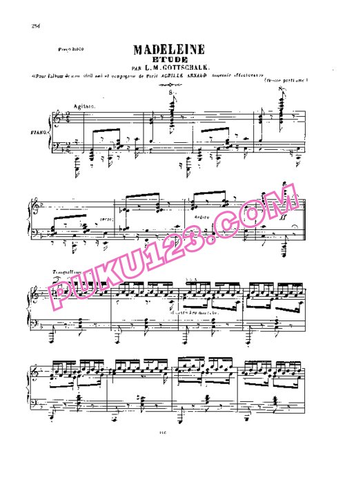 天天钢琴网-免费下载Gottschalk - Etude in F Major, Madeleine
