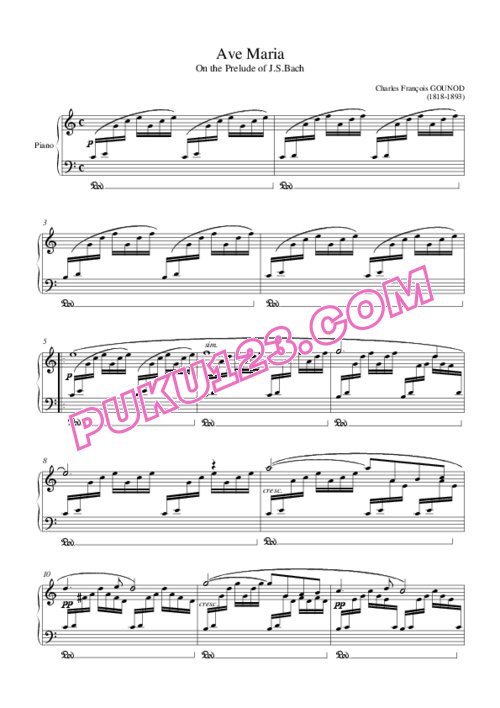 天天钢琴网-免费下载Gounod - Ave Maria - Solo Piano 钢琴独奏版