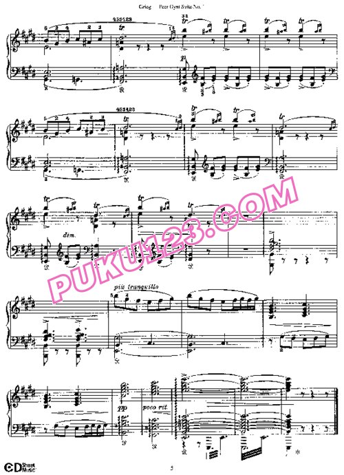 天天钢琴网-免费下载Grieg - Peer Gynt Suite No.1 Op.46 - Arrangement Grieg 独奏版