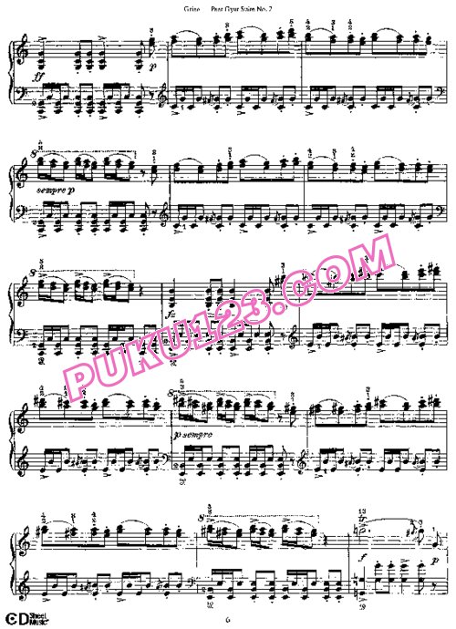 天天钢琴网-免费下载Grieg - Peer Gynt Suite No.2 Op.55 - Arrangement Grieg 独奏版