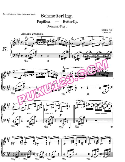 天天钢琴网-免费下载Lyric Pieces, Op.43, No.1--Butterfly