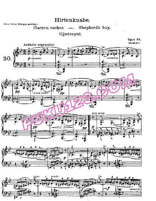 天天钢琴网-免费下载Lyric Pieces, Op.54, No.1
