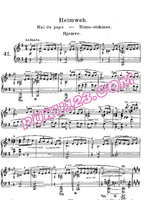 天天钢琴网-免费下载Lyric Pieces, Op.57, No.6