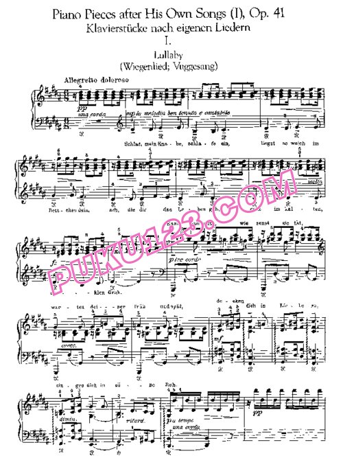 天天钢琴网-免费下载Grieg - 6 Piano Transcriptions of Songs Op.41