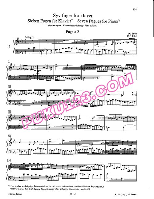 天天钢琴网-免费下载Grieg - 7 Fugues EG184a-184g