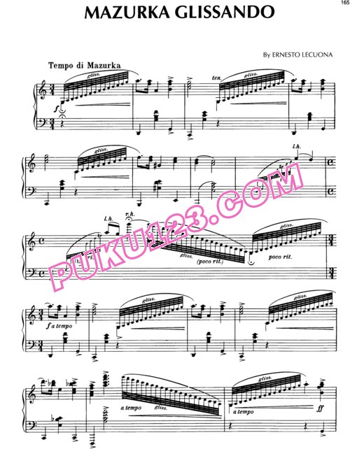 天天钢琴网-免费下载Lecuona - Mazurka Glissando 第3首 滑奏玛祖卡