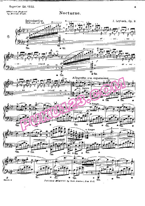 天天钢琴网-免费下载Leybach - Nocturne No.1 in A-flat Major Op.3