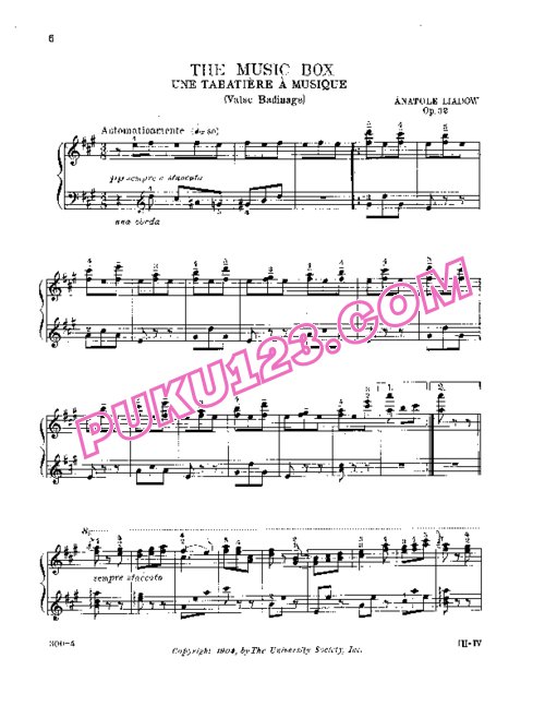 天天钢琴网-免费下载Liadov - The Music Box, Valse Badinage Op.32