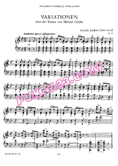 天天钢琴网-免费下载Liadov - Variations on a Theme of Glinka Op.35