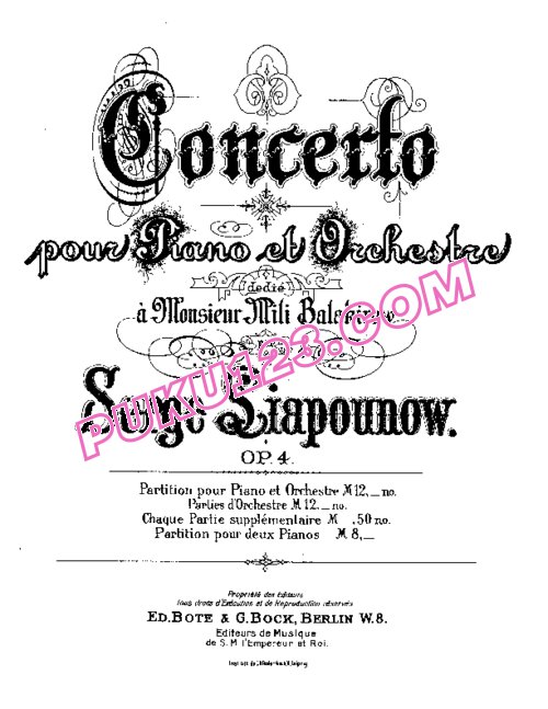 天天钢琴网-免费下载Liapunov - Piano Concerto No.1 in e-flat Minor Op.4 双钢琴版