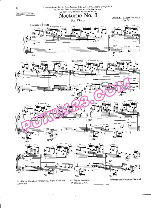 天天钢琴网-免费下载Liebermann - Nocturne No.3 Op.35