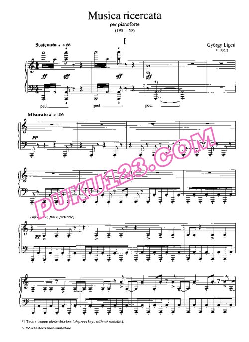 天天钢琴网-免费下载Ligeti - Musica Ricercata