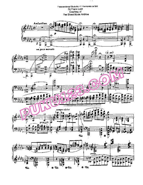 天天钢琴网-免费下载Liszt - Etudes d'execution transcendante No.11 (Harmonies de Soir )