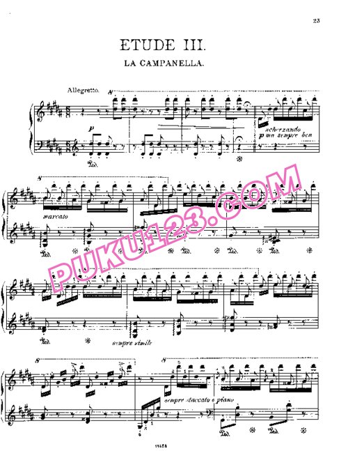 天天钢琴网-免费下载Liszt - Paganini Etudes No.3 in G# (Campanella)