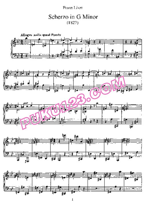 天天钢琴网-免费下载Liszt - Scherzo in g Minor S.153