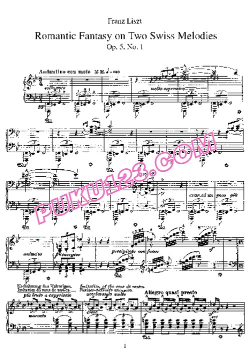 天天钢琴网-免费下载Liszt - Fantaisie Romantique Sur Deux Mélodies Suisses S.157