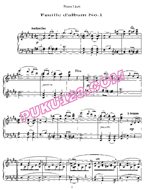 天天钢琴网-免费下载Liszt - Feuille d Album in E Major S.164