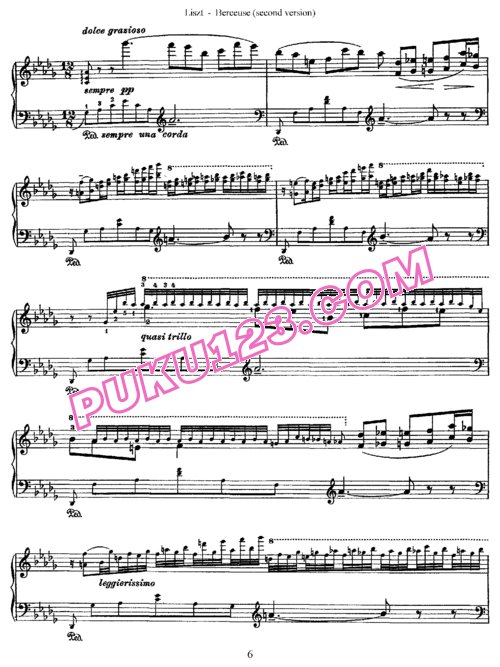 天天钢琴网-免费下载Liszt - Berceuse S.174 (Version 2, 1862) 1865年再版