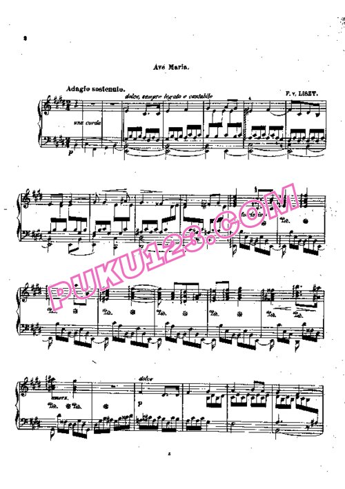 天天钢琴网-免费下载Liszt - Ave Maria, Die Glocken von Rom S.182