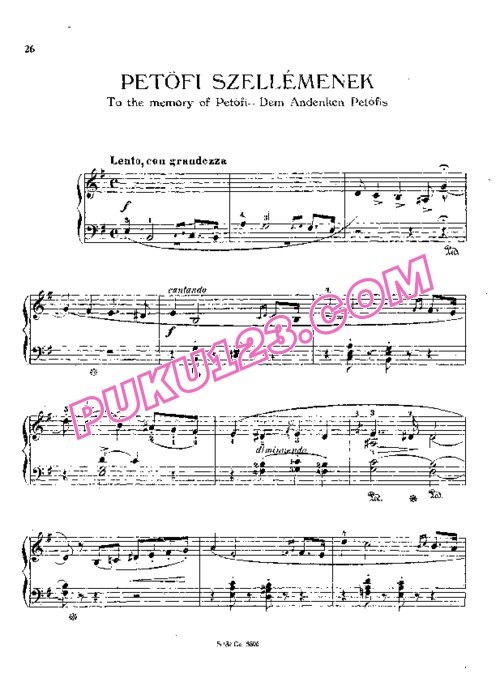 天天钢琴网-免费下载Liszt - Dem Andenken Petofis S.195
