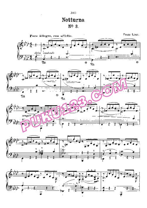 天天钢琴网-免费下载Liszt - Liebestraume Nocturno 3