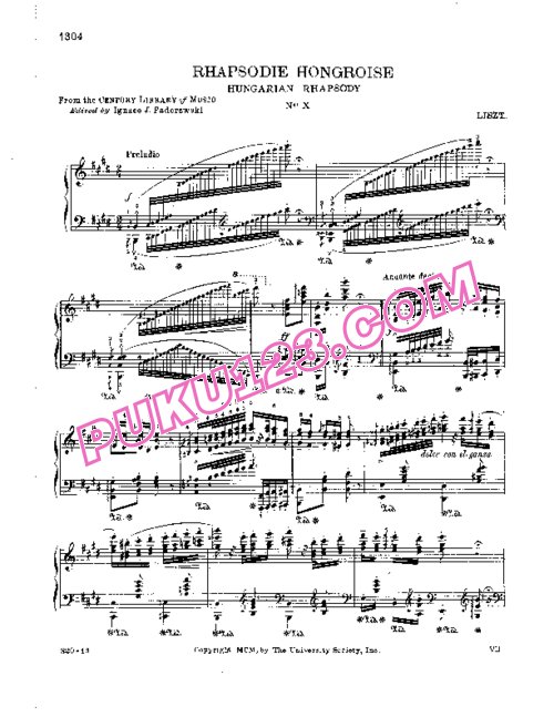 天天钢琴网-免费下载Liszt - Rhapsodies Hongroises No.10