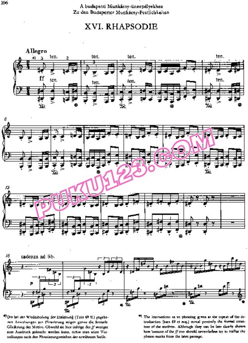 天天钢琴网-免费下载Liszt - Rhapsodies Hongroises No.16