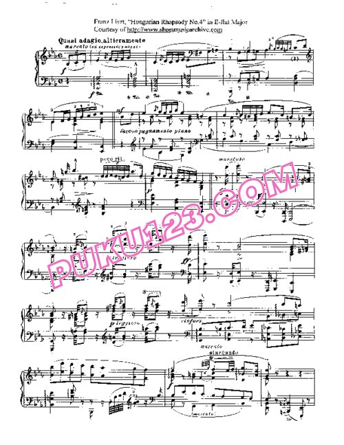 天天钢琴网-免费下载Liszt - Rhapsodies Hongroises No.4