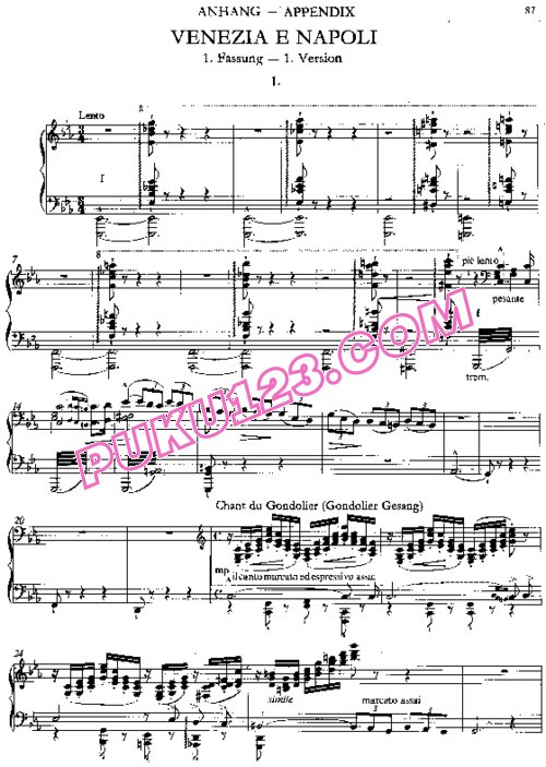 天天钢琴网-免费下载Liszt - Venezia e Napoli S.159