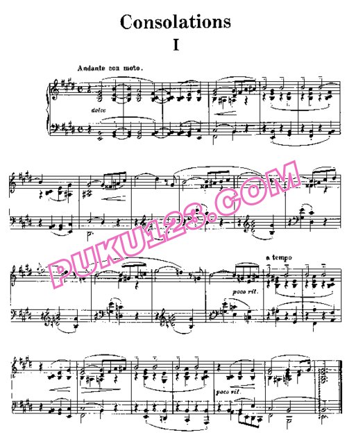 天天钢琴网-免费下载Liszt - 6 Consolations S.172