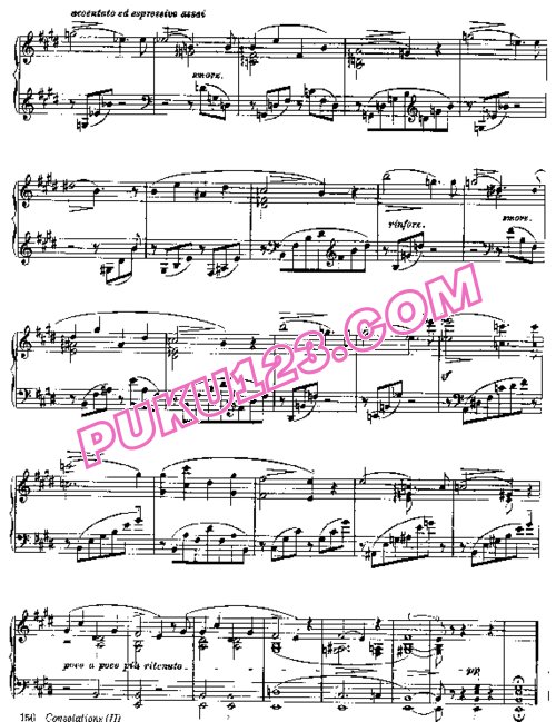 天天钢琴网-免费下载Liszt - 6 Consolations S.172