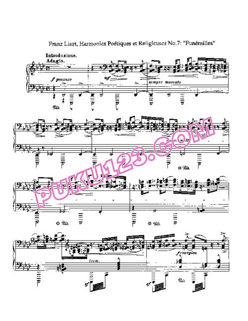 天天钢琴网-免费下载Liszt - Harmonies Poetiques et Religieuses No.7 (Funérailles)