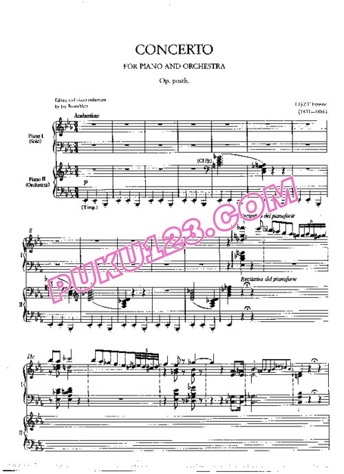 天天钢琴网-免费下载Liszt - Piano Concerto in E flat Major Op.posth 双钢琴版