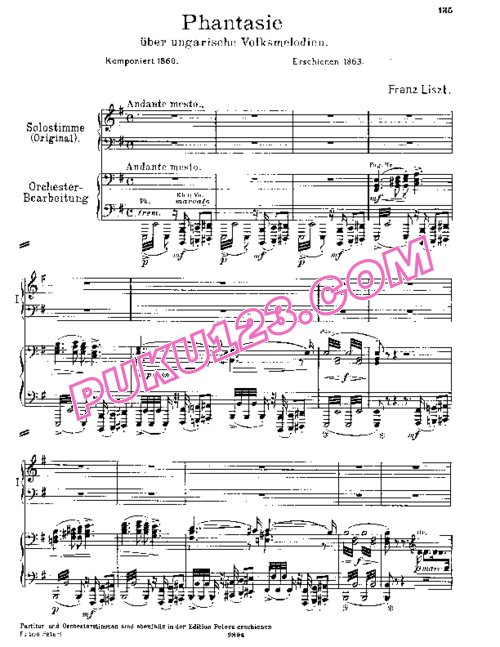 天天钢琴网-免费下载Liszt - Fantasia on Hungarian Folk Melodies (Hungarian Fantasia) S.123 双钢琴版