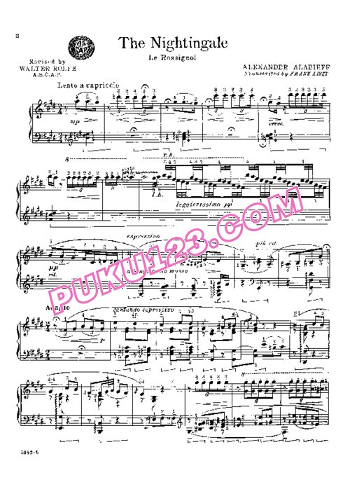 天天钢琴网-免费下载Liszt - The Nightingale